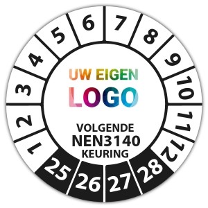 Keuringssticker volgende NEN 3140 keuring - Keuringsstickers op rol logo