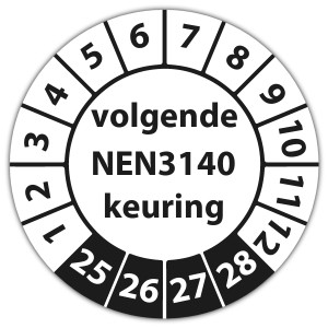 Keuringssticker volgende NEN 3140 keuring - Keuringsstickers met uw logo