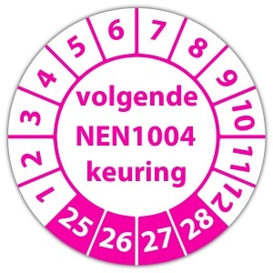 Keuringssticker volgende NEN 1004 keuring - Keuringsstickers op vel