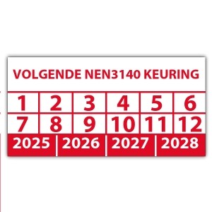 Keuringssticker "volgende NEN 3140 keuring"