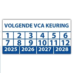 Keuringssticker volgende VCA keuring - Keuringsstickers op vel