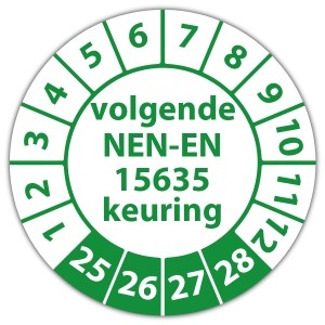 Keuringssticker volgende NEN-EN 15635 keuring - 