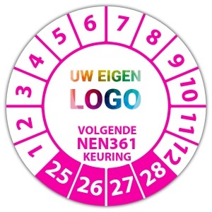 Keuringssticker volgende NEN 361 keuring - Keuringsstickers op rol logo