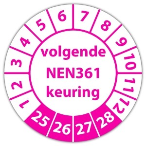 Keuringssticker volgende NEN 361 keuring - Keuringsstickers op rol