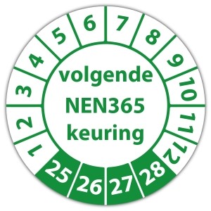 Keuringssticker "volgende NEN 365 keuring"