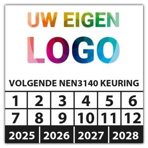 Keuringssticker volgende NEN 3140 keuring - Keuringsstickers vierkant logo