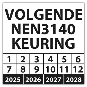 Keuringssticker volgende NEN 3140 keuring - Keuringsstickers op vel